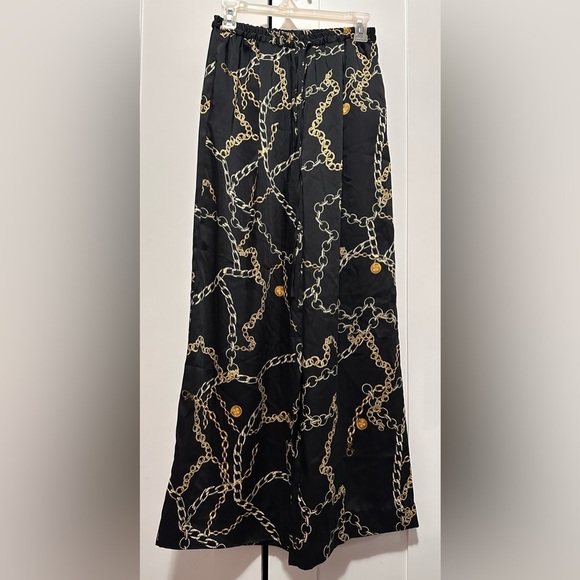 MNG Mango Women’s Black Printed‎ Suit Trousers Wide-Leg Stretch Pants Size S - Picture 5 of 13